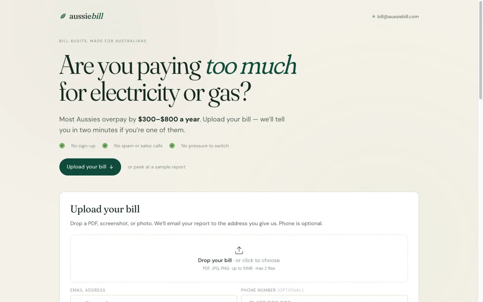 AussieBill homepage