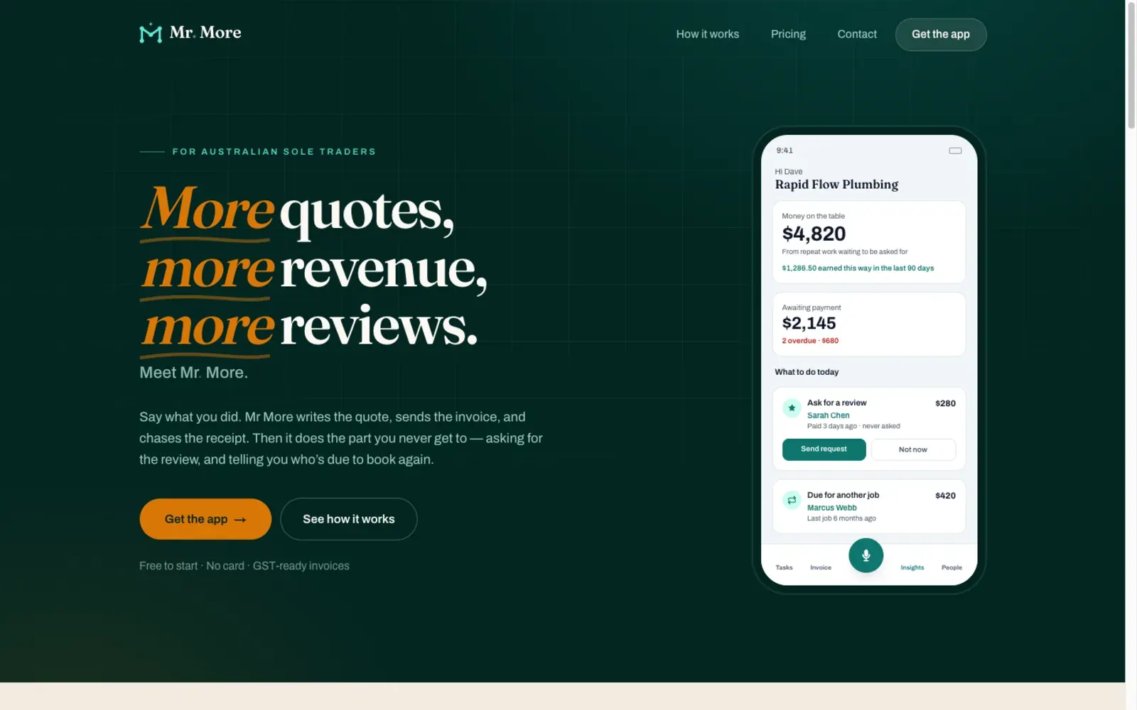 Mr More homepage